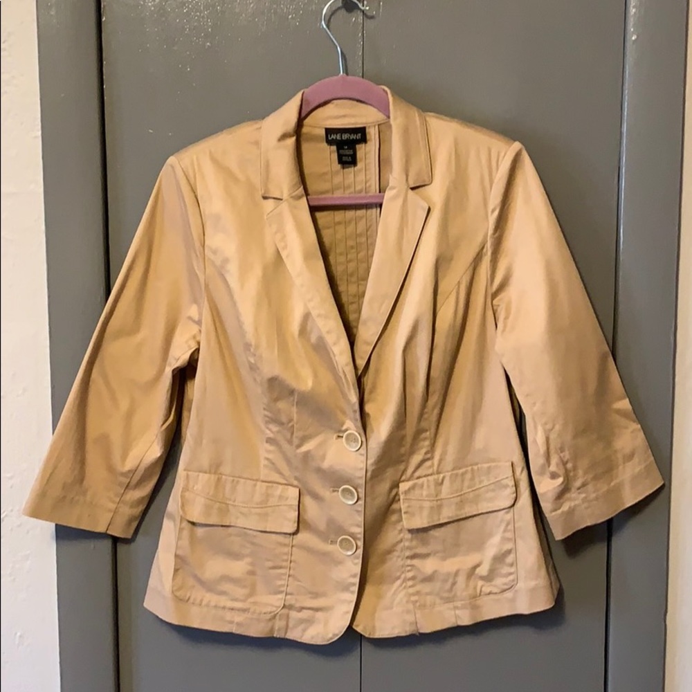 🌟Lane Bryant 3/4 sleeve khaki blazer jacket Sz 14